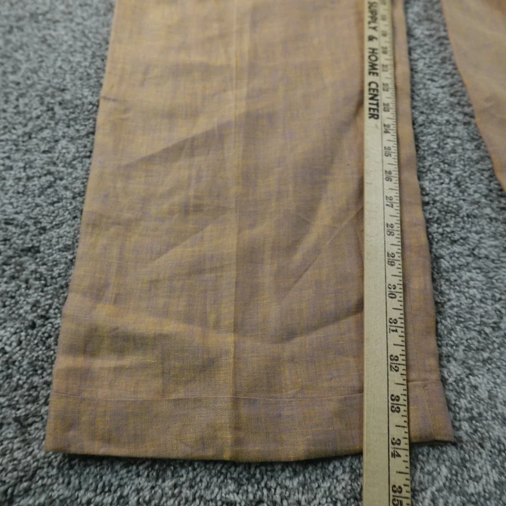 Inserch Pants Mens 40 Beige Orange Linen Pleated Trouser Dress Slacks Cuffed USA